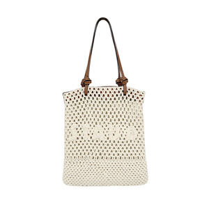 STAUD Crocheted Porte Tote Bag in Cream